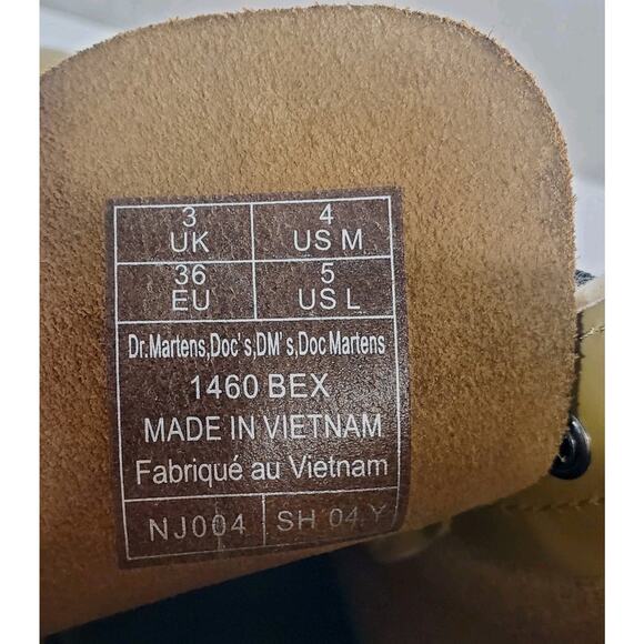 Dr Martens 1460 Bex Olive Green Smooth Leather Boots Women Sz 5 ~ Men Sz 4 Doc - Picture 7 of 10